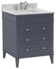 Eleanor 30" Bathroom Vanity, Marine Gray, Carrara Marble Top