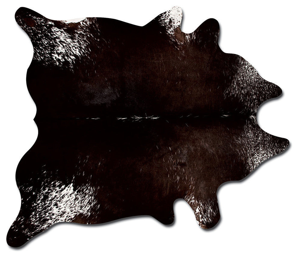 Natural Kobe Cowhide Rug, 6'x7', Salt and Pepper Chocolate