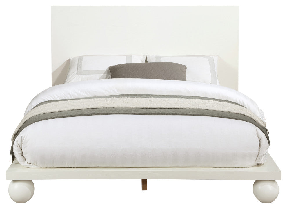 Kent Solid Ash Wood Bed, Cream, King