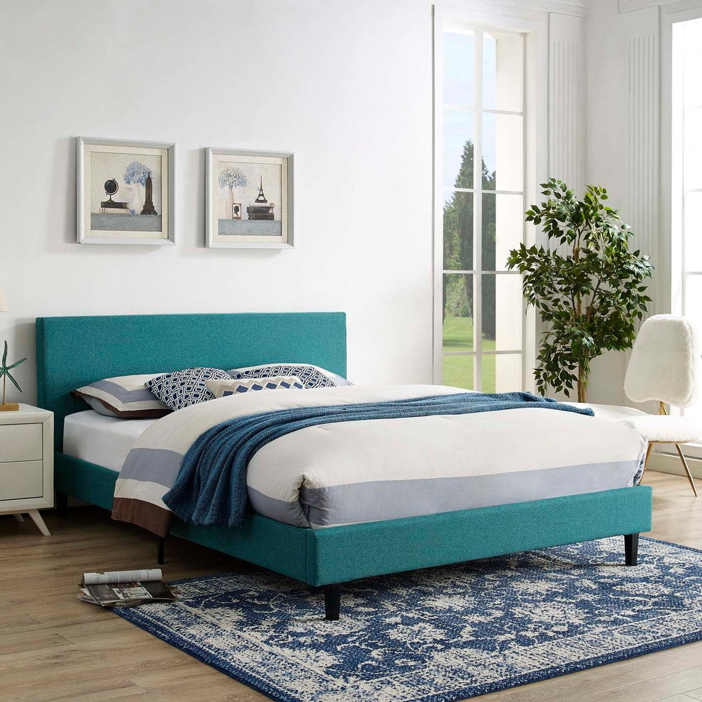 Teal Anya Full Fabric Bed