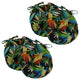 16" Outdoor Spun Polyester Tufted Chair Cushion, Set of 4, Black/Blue