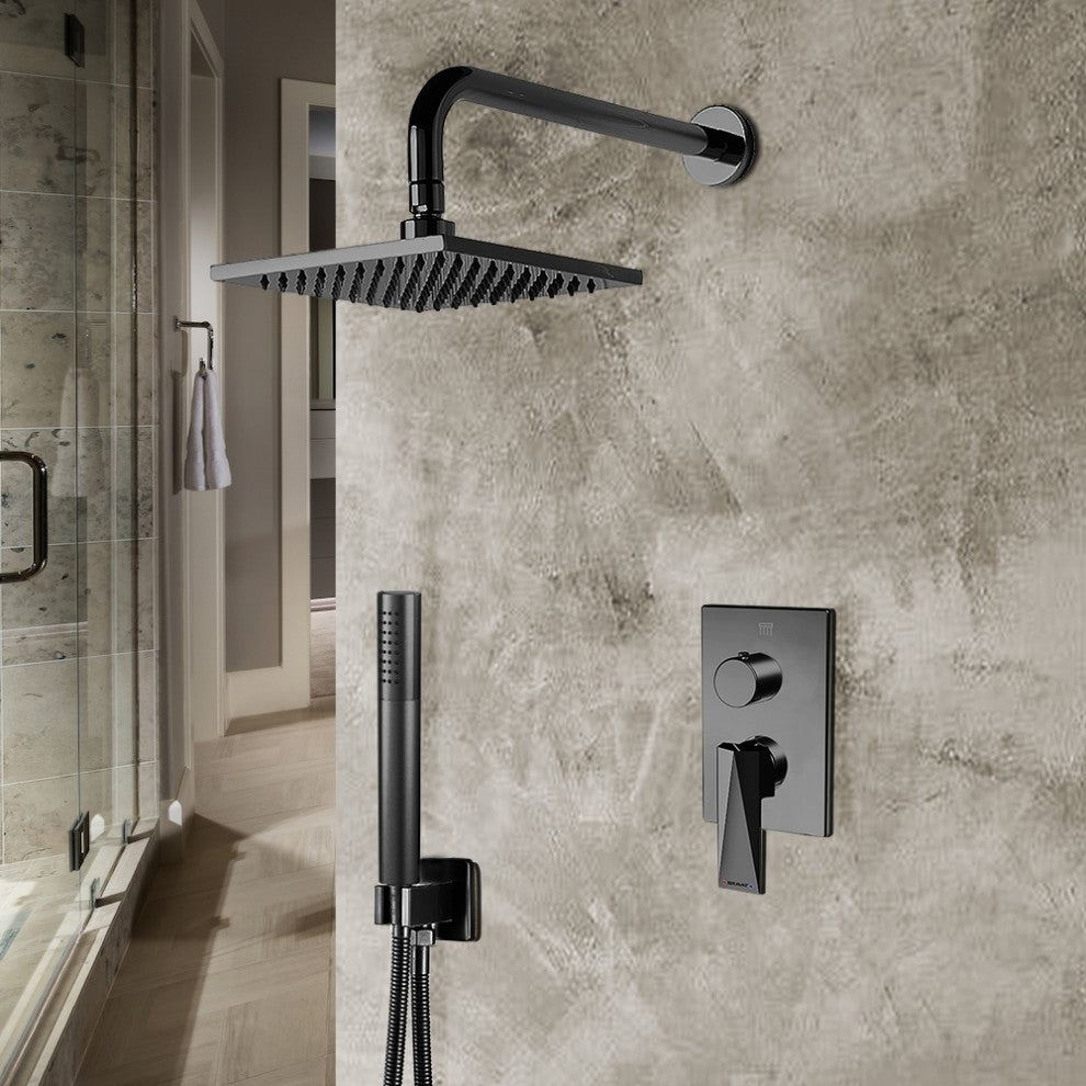 Bravat Wall Mounted Square Shower Set, Valve Mixer 2-Way Concealed
