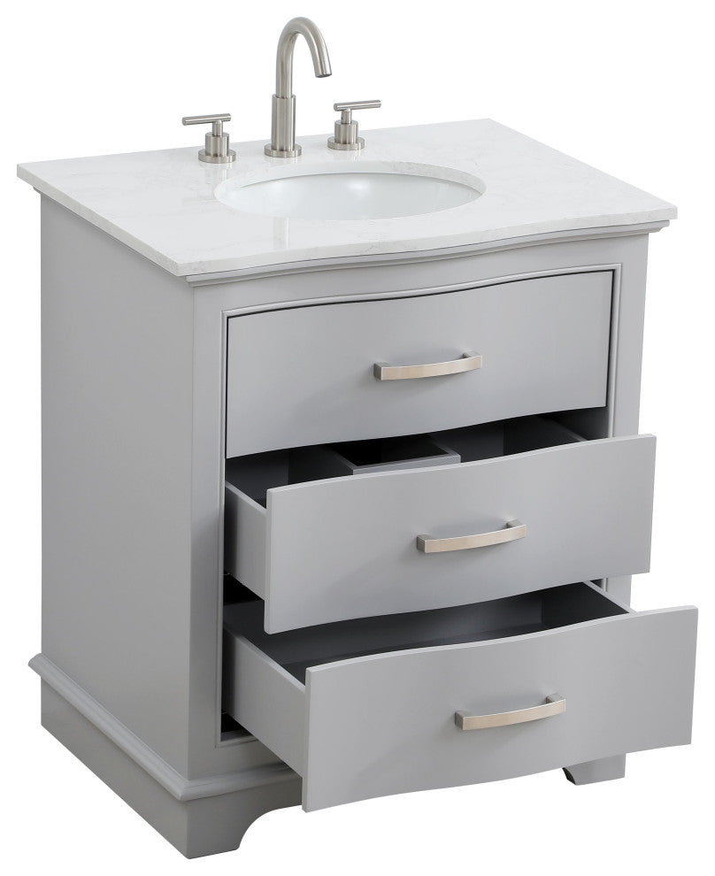 Home Living Knox 30" Single Bathroom Vanity, Grey