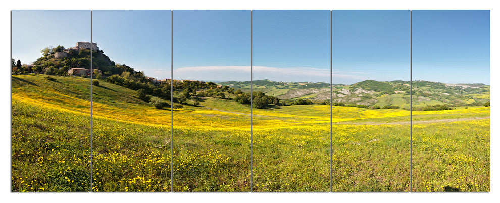 Italian Castle of Rossena, Landscape Canvas Art Print, 70"x28", 6 Panels