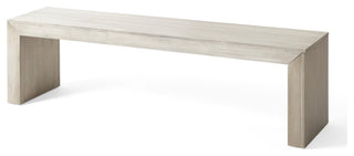 Hyde Farmhouse Acacia Wood Dining Bench, Light Gray Oak