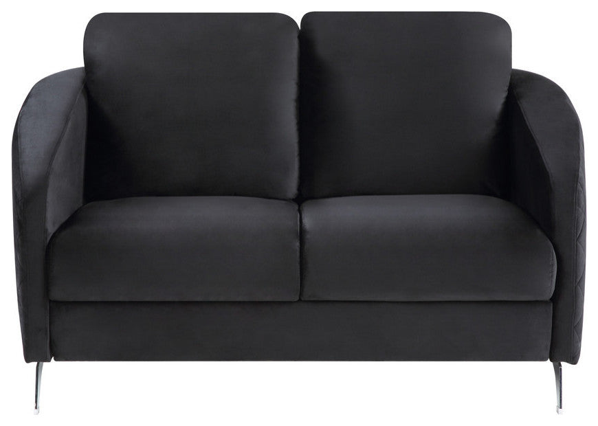 Sofia Velvet Modern Chic Loveseat Couch, Black
