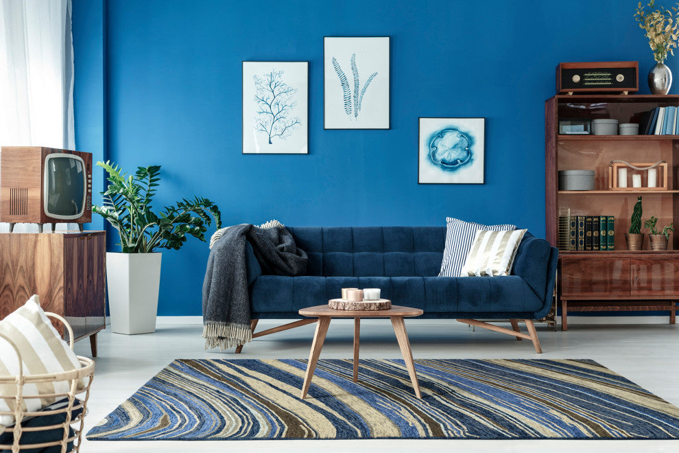 Marble Blue 8' x 11' Rectangle Area Rug