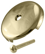 3-1/8" Single Hole Overflow Face Plate and Screw, Polished Brass