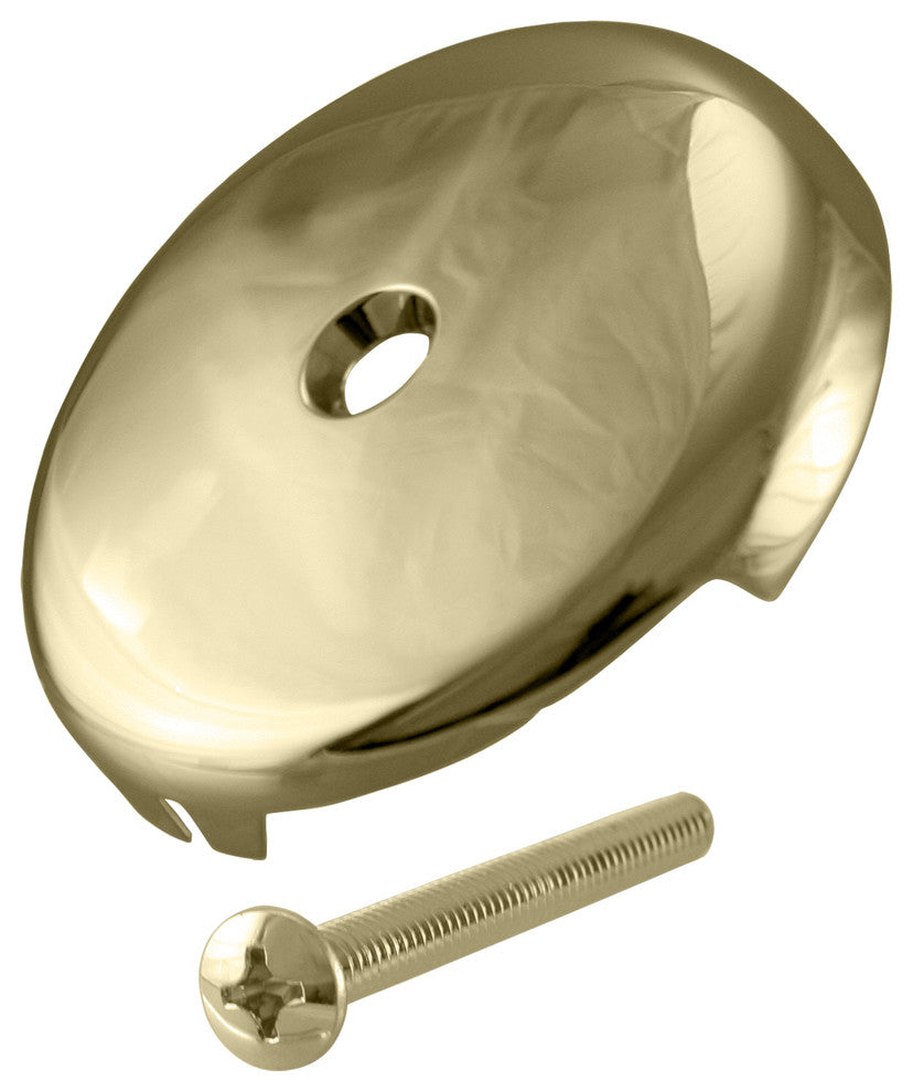 3-1/8" Single Hole Overflow Face Plate and Screw, Polished Brass