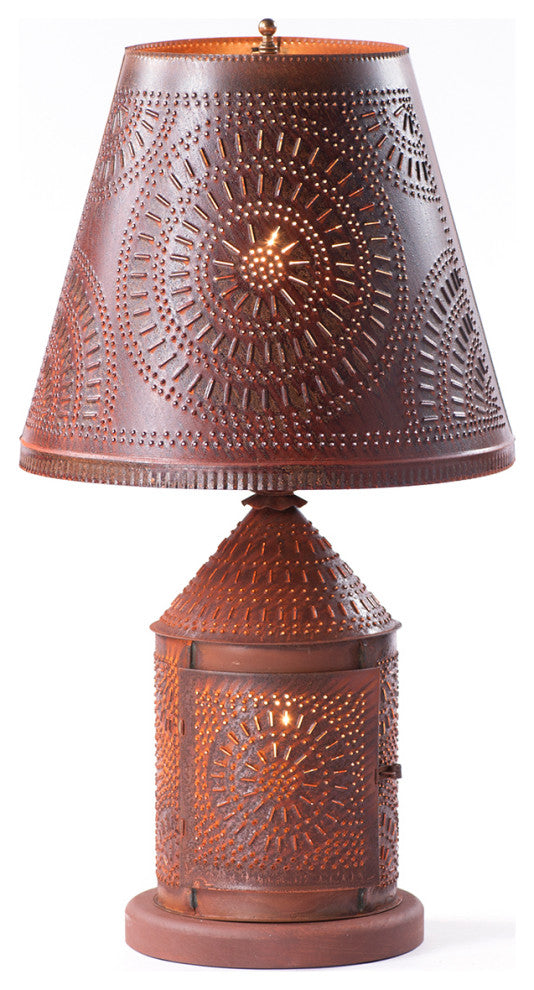 Fireside Lamp with Chisel Shade in Rustic Tin