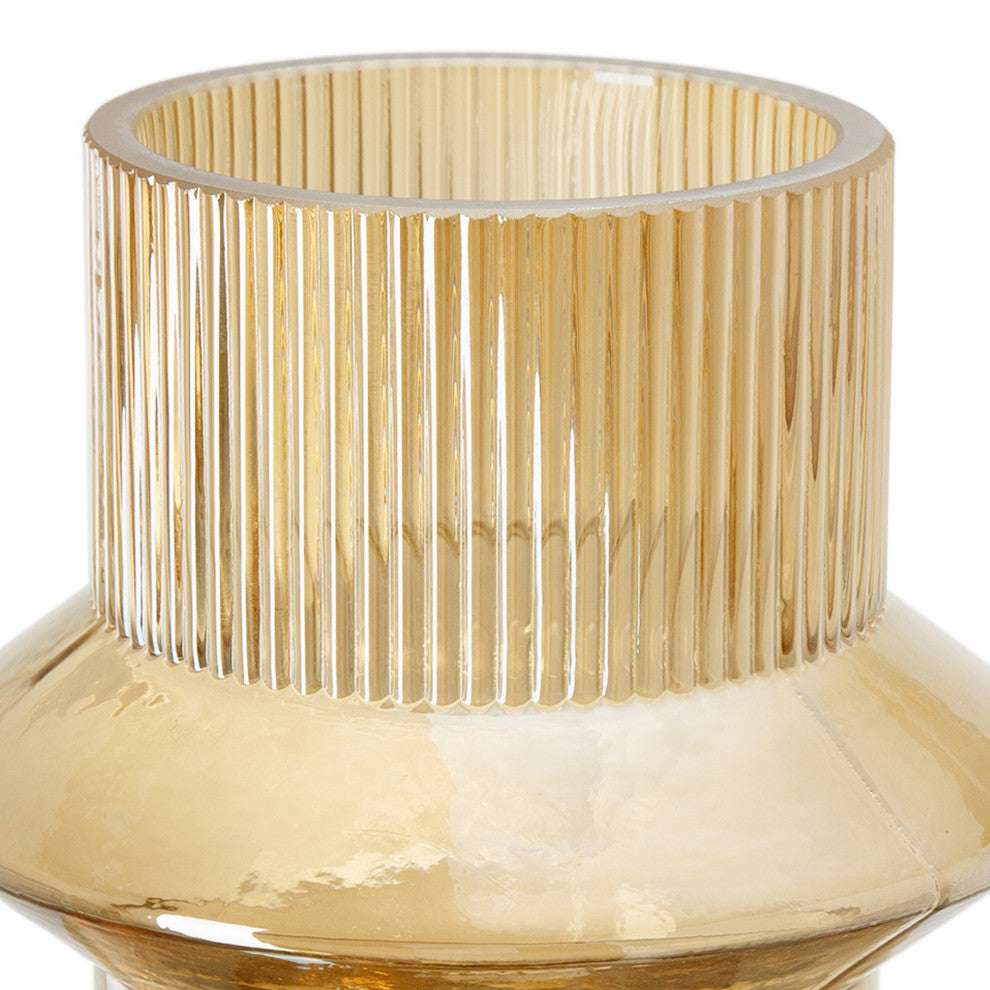 Benzara BM284993 S/2, Glass Vases, Tall Round Cylinders, Yellow, Clear Finish