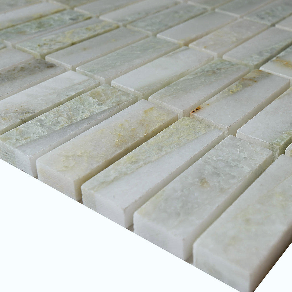 Marble Mosaic Tile, Bamboo Collection, Ming Green, Brick, Polished, Sample
