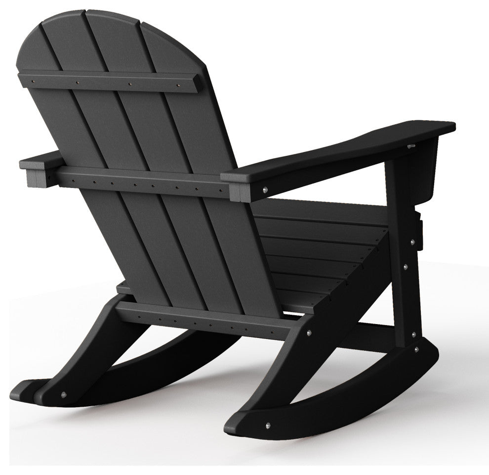 WestinTrends Outdoor Patio Adirondack Rocking Chair Lounger, Porch Rocker, Black