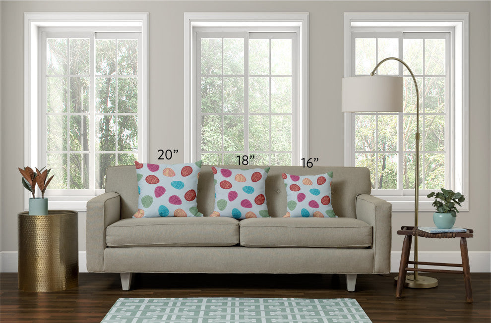 Egg Hunt Easter Decorative Throw Pillow, Etched Glass Gray, 18x18"