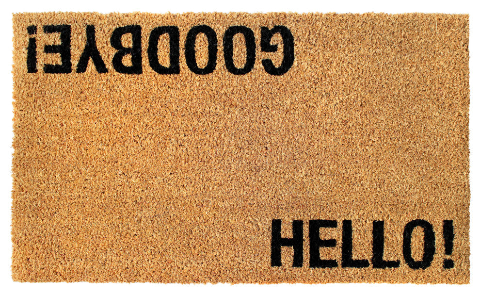 RugSmith Black Machine Tufted Hello-Good Bye Doormat, 18" x 30"