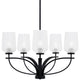 Cavella 5 Light Chandelier In Matte Black Finish, 5" Clear Textured Glass