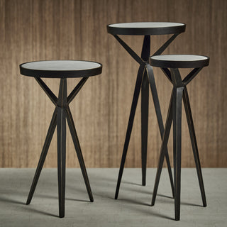 Adhara Aluminum Cocktail Table With Marble Top, 19.5" Tall