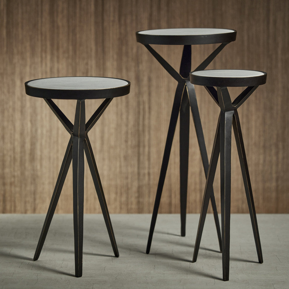 Adhara Aluminum Cocktail Table With Marble Top, 19.5" Tall