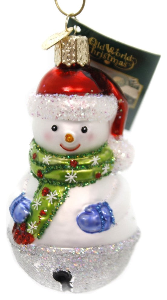 Old World Christmas Jingle Bell Snowman Glass Ornament Mittens Scarf 24186.