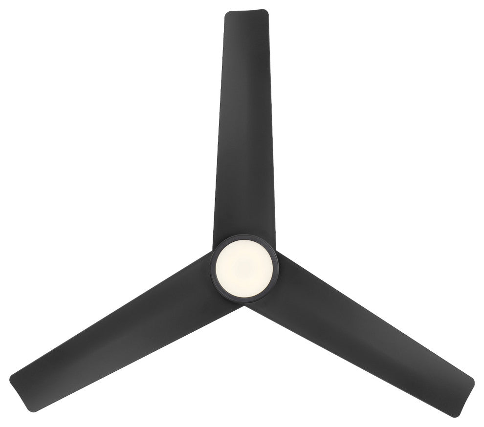 Lotus 3-Blade Smart Ceiling Fan 54in Matte Black, 3000K LED Kit