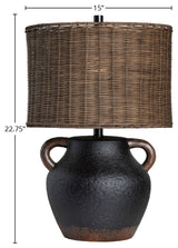 Remington 23" Ceramic Table Lamp With Rattan Shade