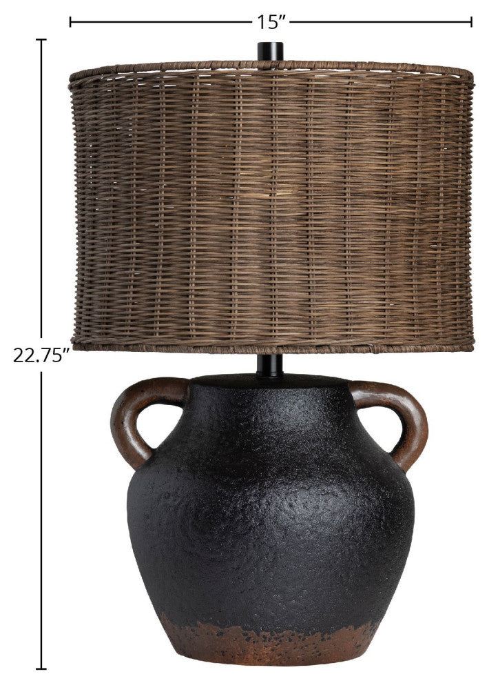 Remington 23" Ceramic Table Lamp With Rattan Shade