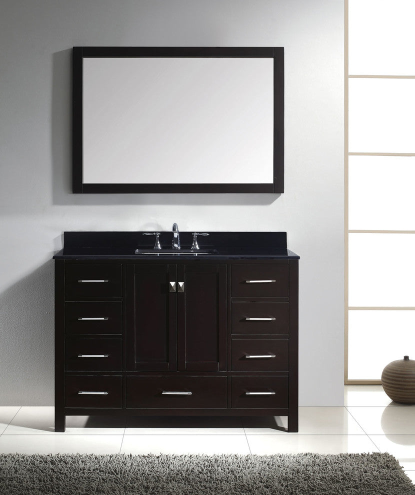 Virtu Caroline Avenue 48" Single Bathroom Vanity, Espresso, Mirror