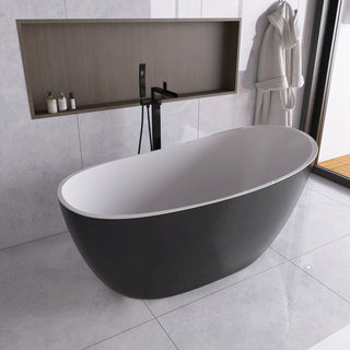 Acrylic Slipper Freestanding Flatbottom Soaking Bathtub, Black, 59"29"