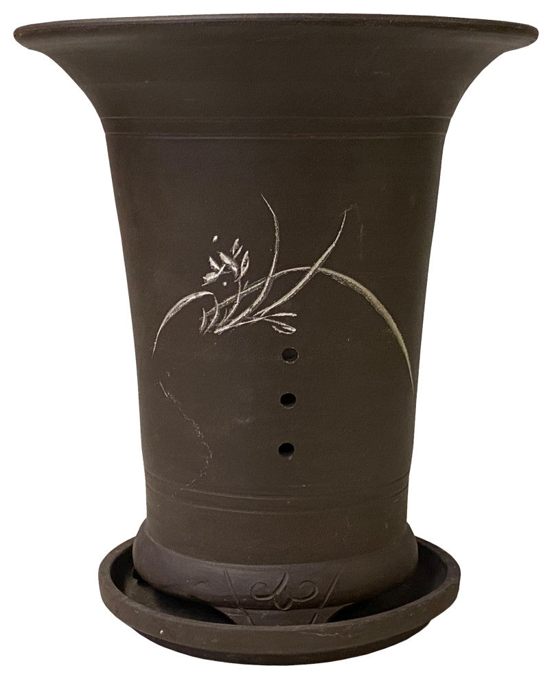 Chinese Ceramic Clay Brown Vase Shape Flower Planter Hws1340