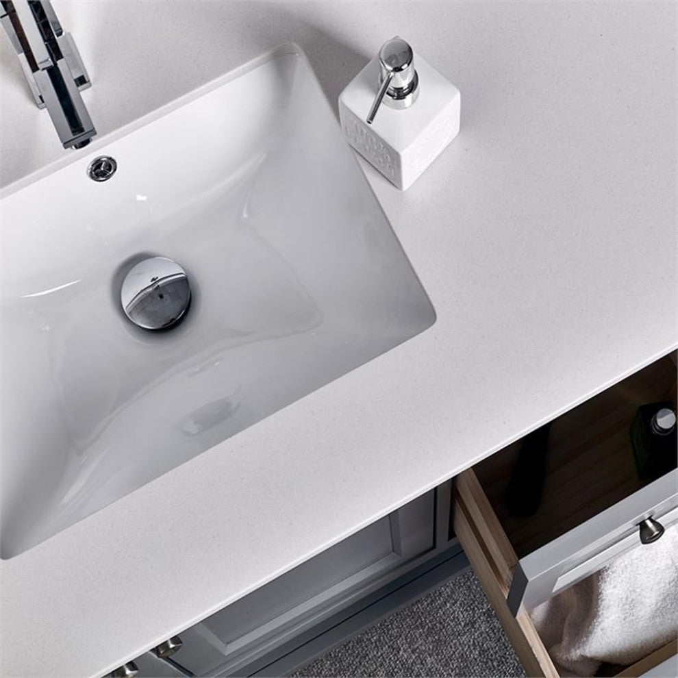 Fresca Manchester 48" Traditional Wood Bathroom Cabinet with Top/Sink in Gray
