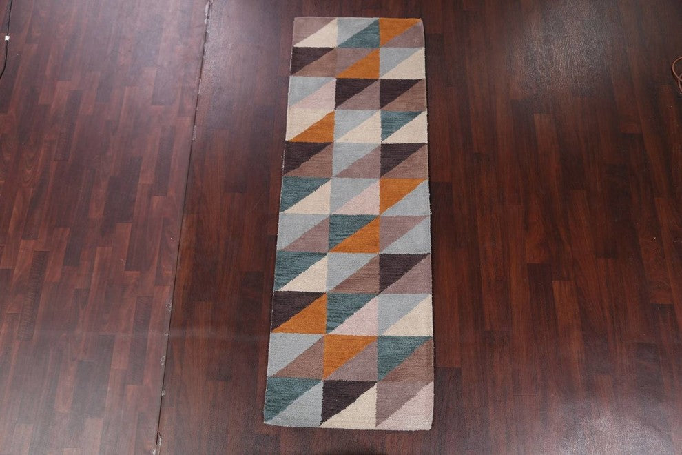 Cubic Design Hand Tufted Indian Oushak Oriental 100% Wool Area Rug, Runner 8''