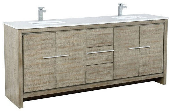 Lafarre Contemporary 80" Rustic Acacia Double Sink Bathroom Vanity, Labaro Brush