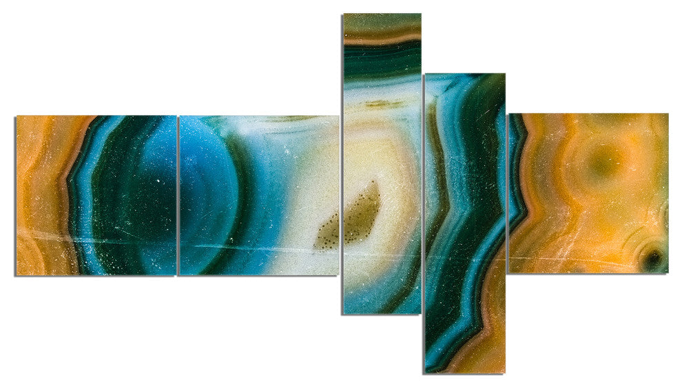 Colorful Agate Pattern, Abstract Canvas Wall Art Print, 60"x32", 5 panels