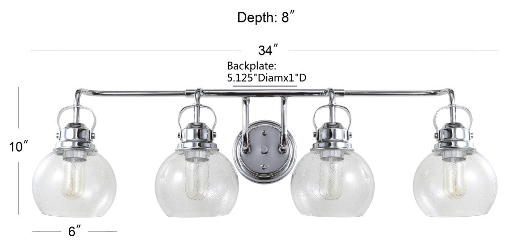 Shirley Metal, Bubbled Glass Vanity Light, Chrome, 4-Light