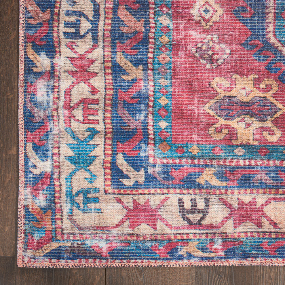 Nicole Curtis Nc Series 1 5' x 7' Red/Navy Machine Washable Area Rugs