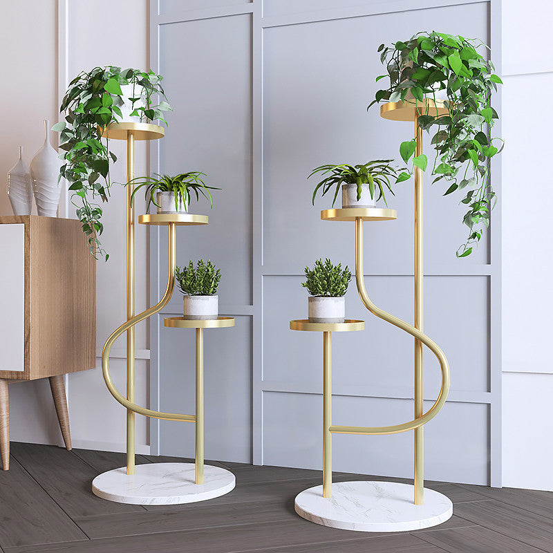 42.5" Tall Metal Plant Stand 3 Tier Modern Corner Ladder Planter in Gold