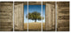 Window Open To Solitary Tree, Modern Landscape Canvas Art, 60"x28", 5 Panels