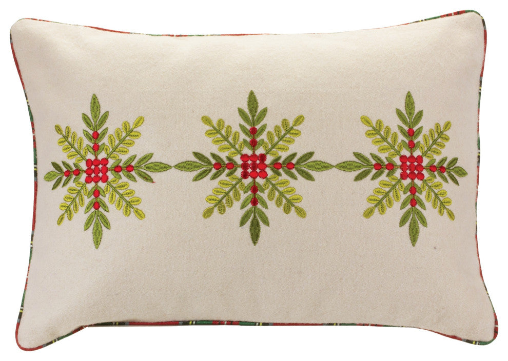 Embroidered Snowflake Pillow 19.5"L
