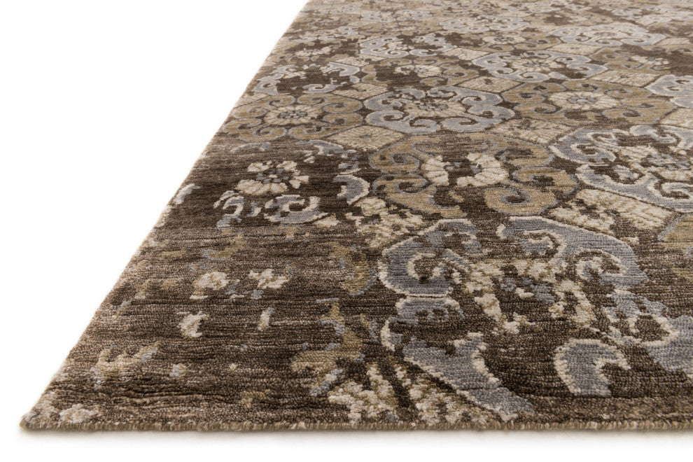 Brown Slate Walnut Hand Knotted Viscose from Bamboo Mirage Area Rug by Loloi, 2'