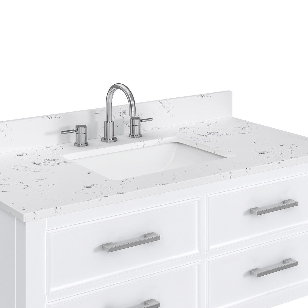 Avanity Brooks 42" Vanity, White and Cala White Engineered Top