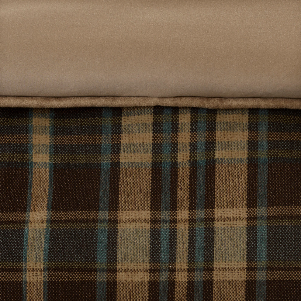 Woolrich Hadley Plaid Cottage Taupe Comforter Set, Terra Brown, Queen