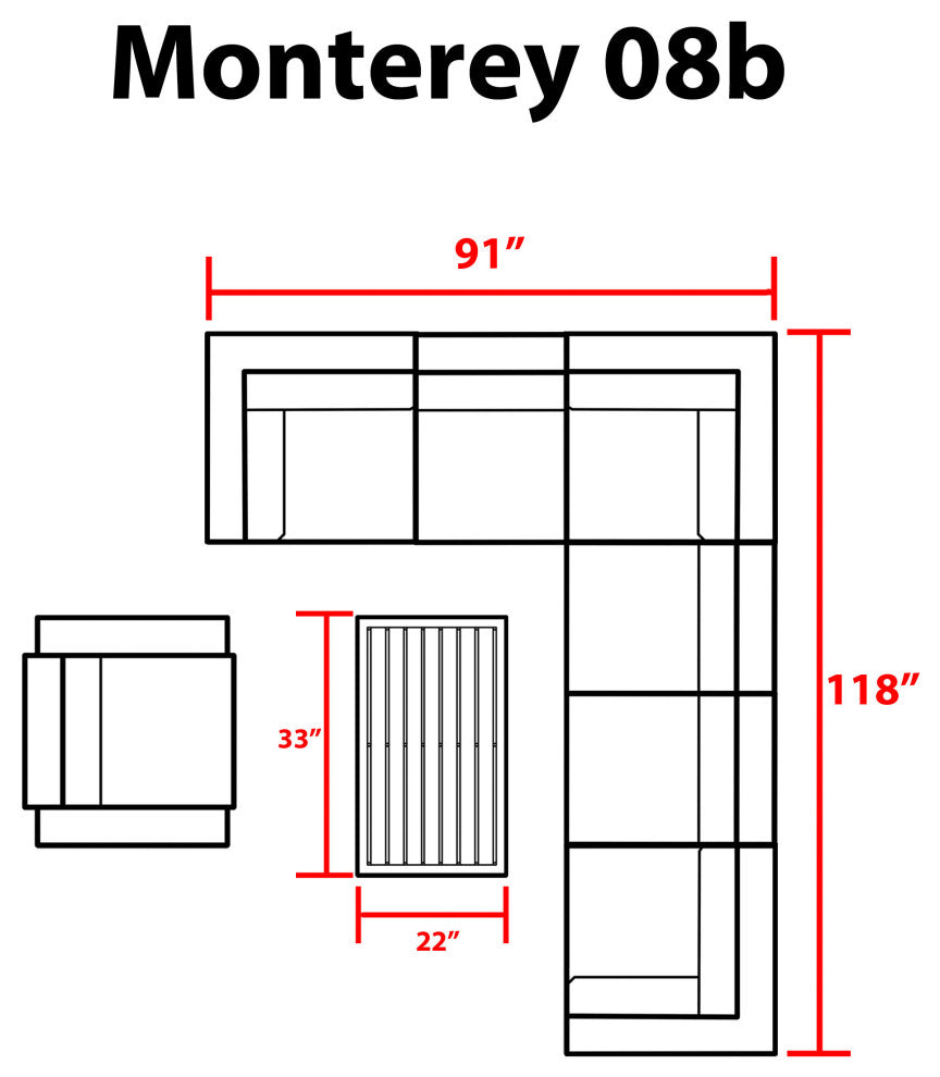 Monterey 8 Piece Outdoor Wicker Patio Furniture Set 08b