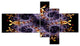 Yellow and Violet Fractal Flower, Abstract Wall Art Canvas, 60"x32", 5 panels