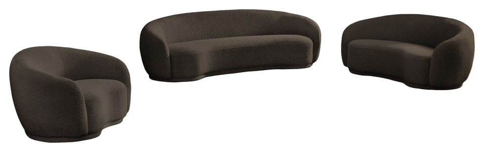 Hyde Boucle Fabric Upholstered, Brown, Loveseat
