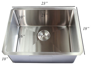 23" 16 Gauge Undermount Single Bowl Stainless Steel Sink Package