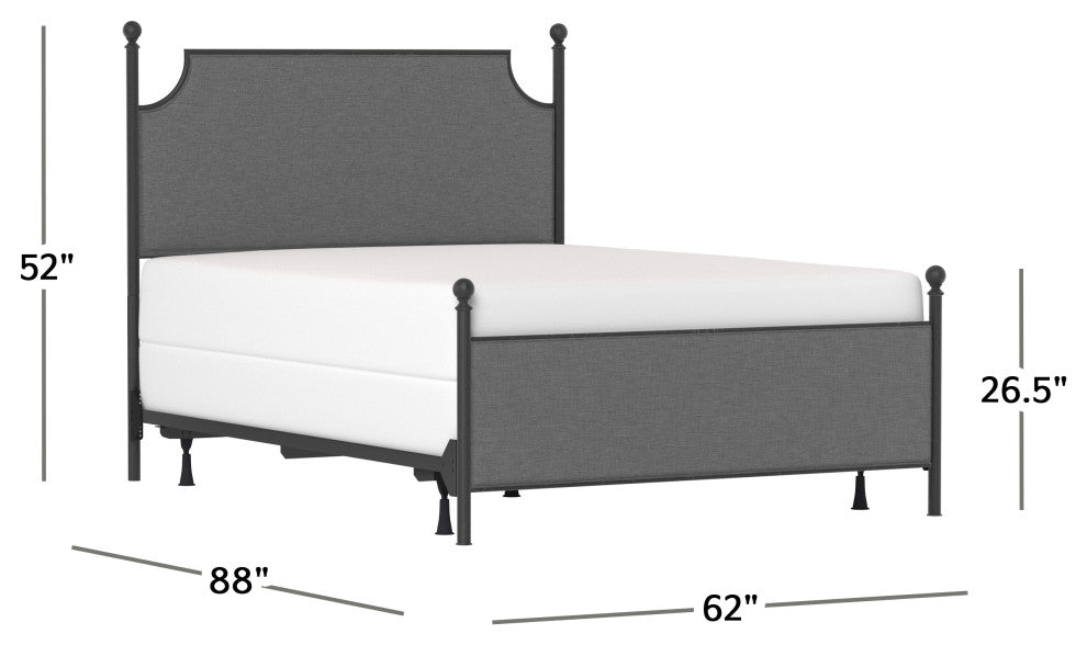 McArthur Metal and Upholstered Bed, Black, Queen