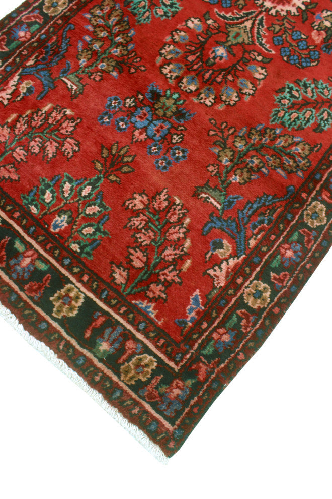 Fine Vintage Distressed Thiago Red/Charcoal Runner, 3'4 x 8'7