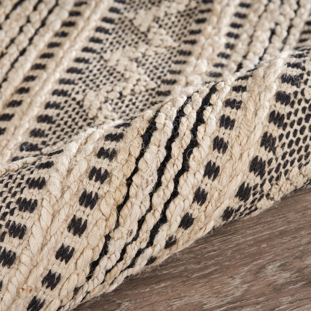 8"x10" Black and Blush Chevron Stripe Area Rug