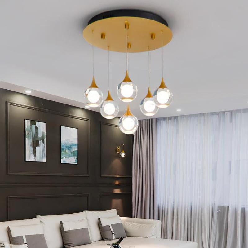 MIRODEMIÂ® Pigna | Modern Crystal LED Chandelier with Hanging Balls, 6 Lights