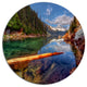 Floating Lake In Mountain Lake, Landscape Art Disc Metal Wall Art, 23"